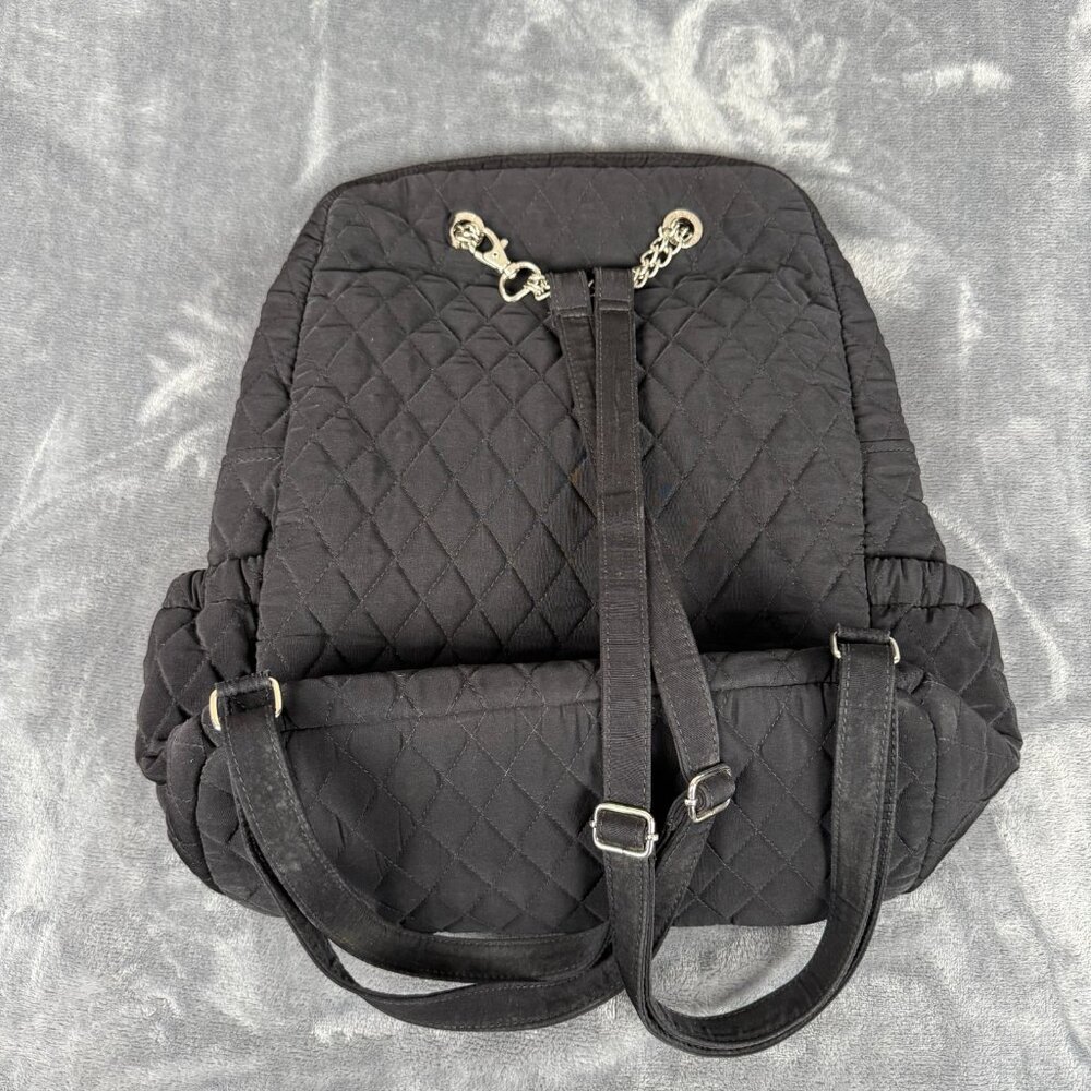 Vera Bradley Black Quilted Back Back Pack  14"x12" Zip Closure - Picture 6 of 10